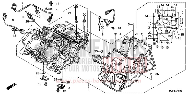 CARTER MOTEUR (VFR1200X/XA/XL) de VFR1200X "Crosstourer" Méca CANDY PROMINENCE RED (R342) 2014